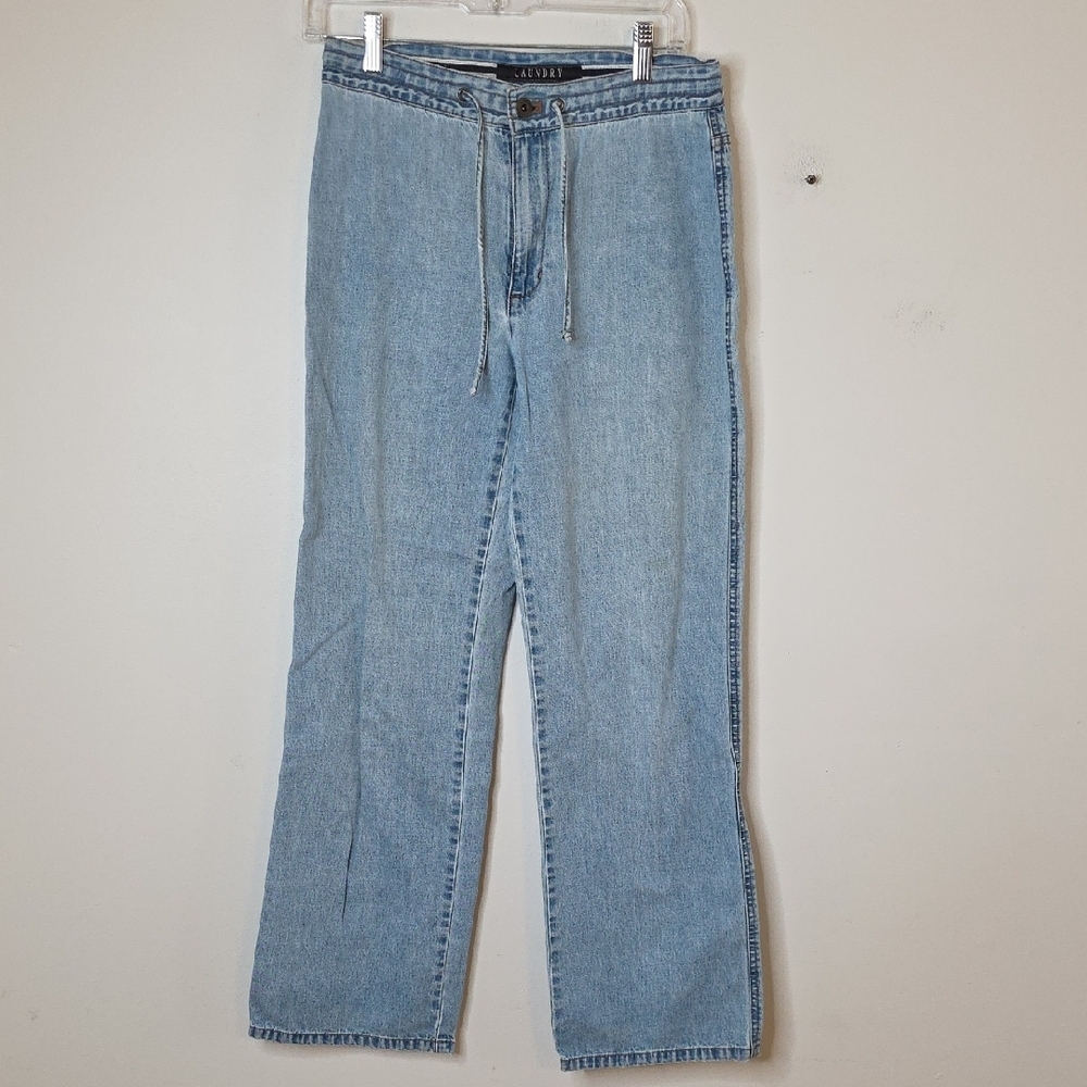 Laundry By Shelli Segal Light Blue Straight Leg Jeans Y2K 90s Sz Small